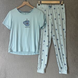 LIFE IS GOOD Pajama Set Womens Medium Essential Coffee Tea Mug Matching Lounge
